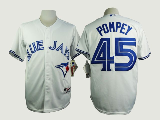 Men Toronto Blue Jays #45 Pompey White MLB Jerseys->toronto blue jays->MLB Jersey